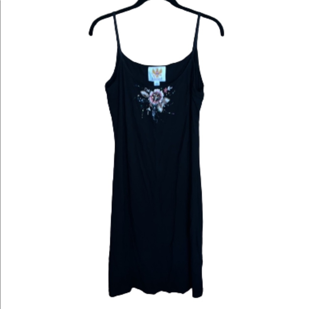 Ameri Mode black embroidered floral pattern strap… - image 2